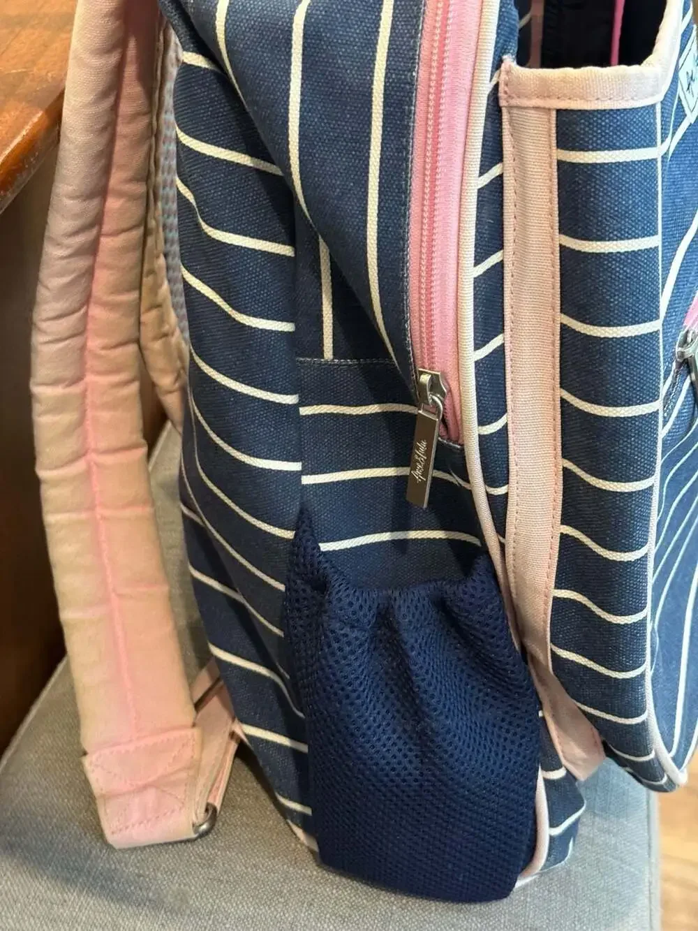Ame & Lulu Kids Big Love Tennis Backpack Navy White Stripe